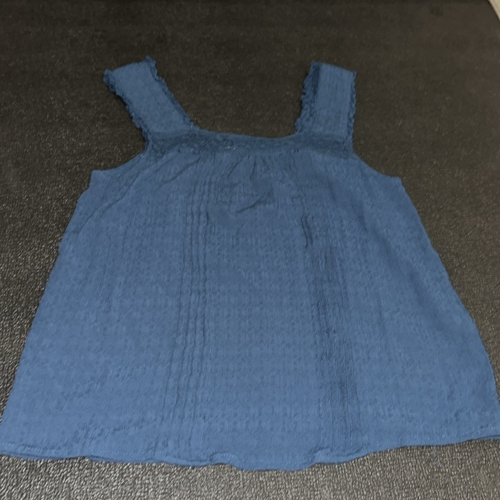 Blue Sleeveless Textured Tank Top - Brand Unknown